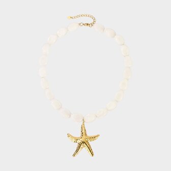 Ketting resin beige zeester