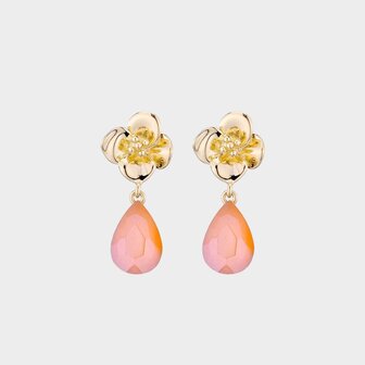 Oorbellen bloem crystal oranje