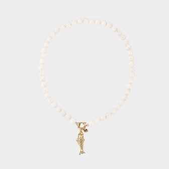 Ketting kraal wit vis