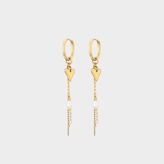 Oorbellen ketting hart parel