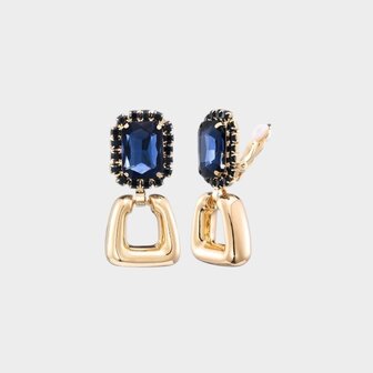 Oorbellen clip crystal blauw
