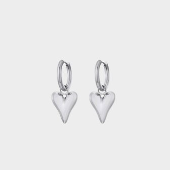 Oorbellen creool hart zilver