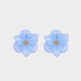 Oorbellen bloem steker blauw