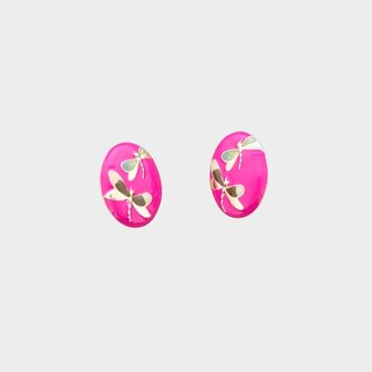 Oorbellen clip emaille fuchsia
