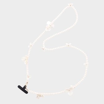 Telefoonkoord glas bloem beige