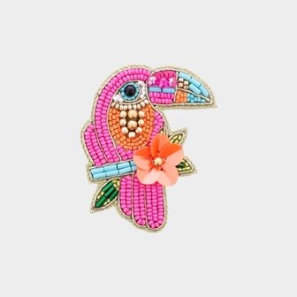 Broche toekan fuchsia