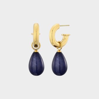 Oorbellen druppel resin blauw