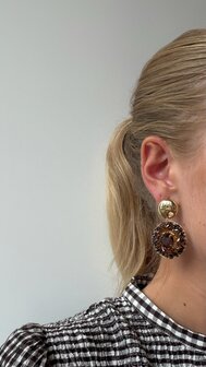Oorbellen rond crystal groen