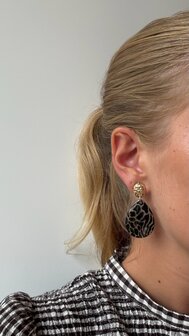 Oorbellen druppel leopard bruin