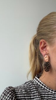 Oorbellen duo resin leopard