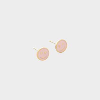 Oorbellen steker smiley lichtroze