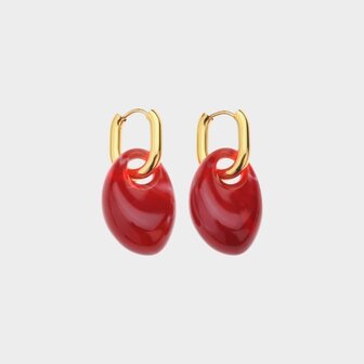Oorbellen creool resin rood