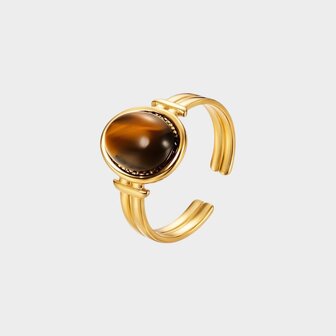 Ring ovaal steen bruin