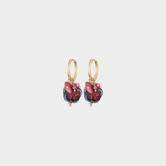 Oorbellen creool bloem bordeaux