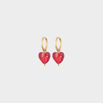Oorbellen creool hart rood