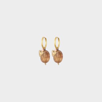 Oorbellen ovaal hart cognac
