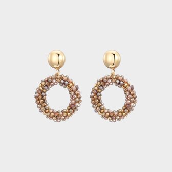 Oorbellen candy rond taupe
