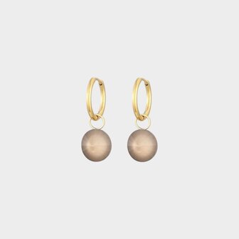 Oorbellen creool glas taupe