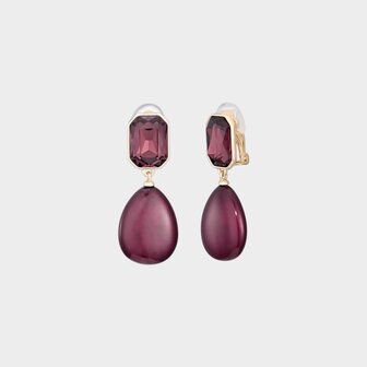 Oorbellen clip square bordeaux