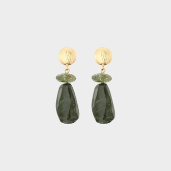 Oorbellen trio resin olijf