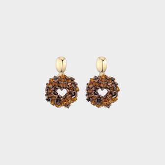 Oorbellen cirkel candy bruin