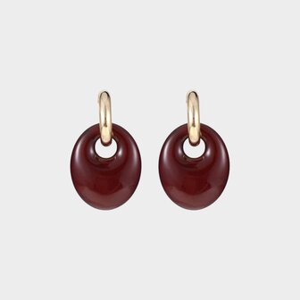 Oorbellen resin ovaal bordeaux