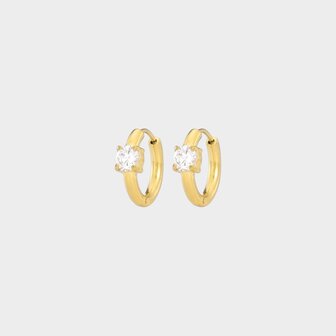 Oorbellen crystal rond goud