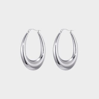 Oorbellen creool ovaal zilver