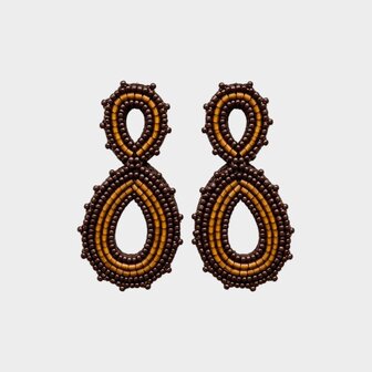 Oorbellen duo tube bruin