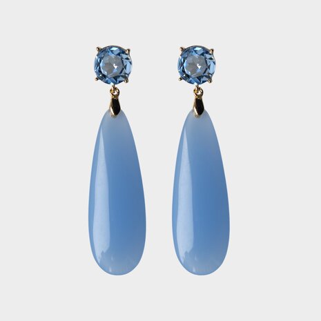 Oorbellen drop crystal blue