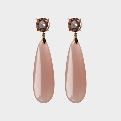 Oorbellen drop glas roze