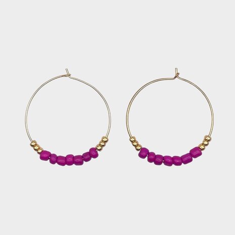 Oorbellen rocaille fuchsia