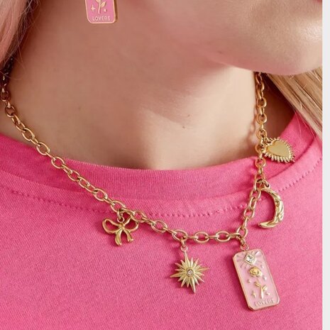 Ketting bedel roze