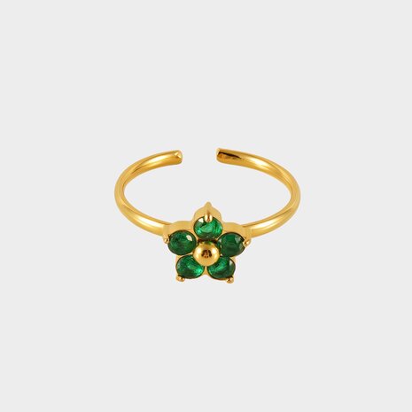 Ring staal bloem groen