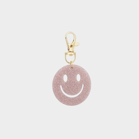 Sleutelhanger smiley roze