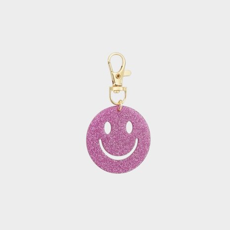 Sleutelhanger smiley fuchsia