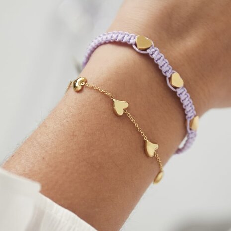 Armband hartjes goud