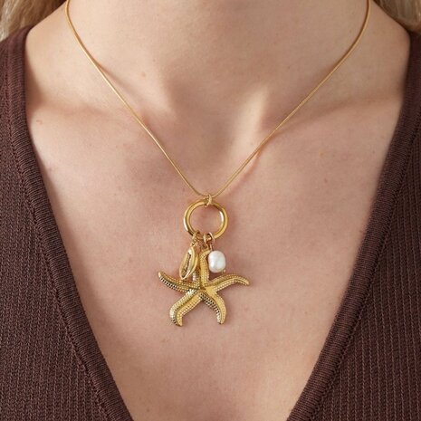 Ketting zeester parel goud