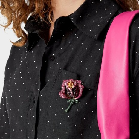 Broche roos fuchsia