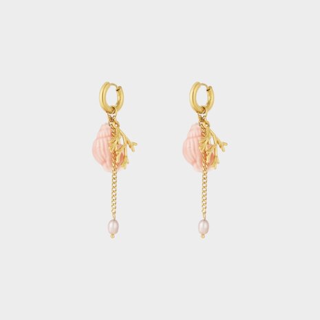 Oorbellen creool schelp roze