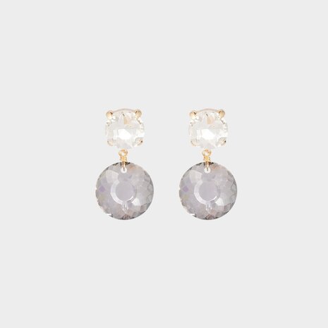Oorbellen duo crystal lichtgrijs
