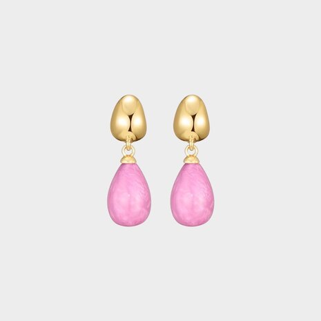 Oorbellen druppel resin fuchsia