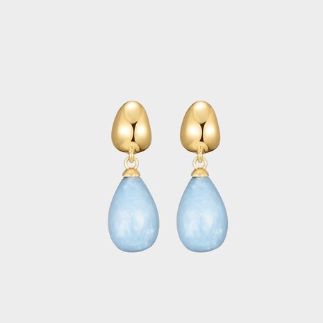 Oorbellen druppel resin blauw