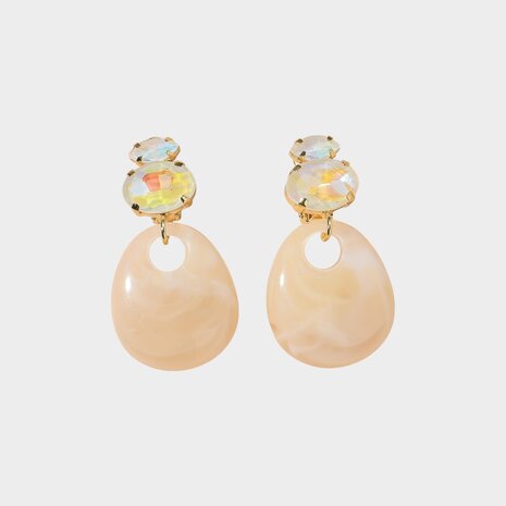 Oorbellen clip resin beige