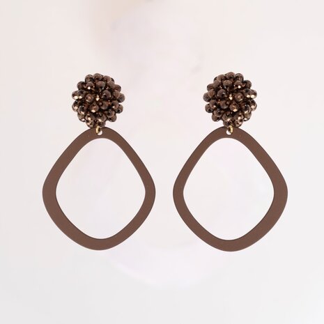 Oorbellen candy knop bruin