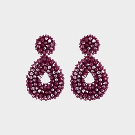 Oorbellen druppel miyuki bordeaux