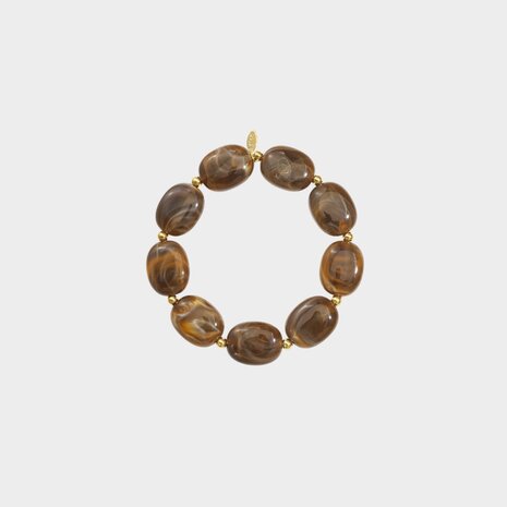 Armband resin staal bruin