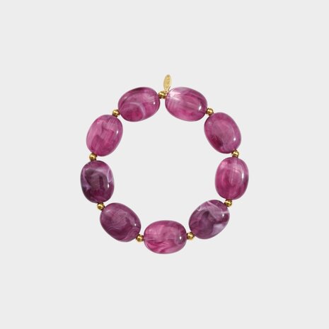 Armband resin staal magenta