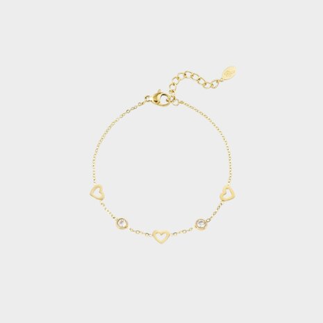 Armband staal hart wit