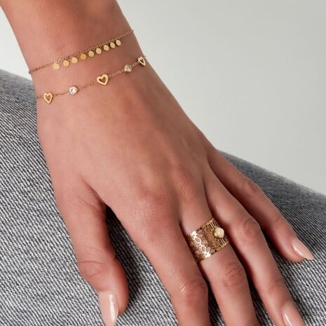 Armband staal hart wit